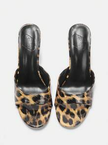 CUCCOO CURVES Wide Fit Women's Black Classic Mule Flats, Comfortable Low Heel Sandals Suitable For Commuting, Dates, Gatherings, Vacations, Parties, And Various Occasions - leopard print - View 10