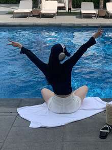 DAZY Women's Casual Solid Color Long Sleeve T-Shirt Summer - Black - View 7
