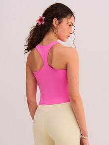 Athîral Áo tank top thể thao nữ kiểu dáng tối giản, màu trơn, lưng chữ Y, thích hợp cho mùa hè. - Hồng - Xem 2