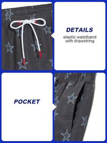 ZELFYO Men's Casual Star Print Beach Shorts - Dark Grey - View 5