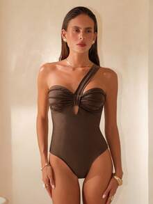 Swim Chiccia Đầm dệt kim dự tiệc ngày lễ, đầm đi biển khoét lỗ, đầm năm mới gợi cảm, đầm đi biển dáng xòe, đầm liền thân màu nâu trơn, đầm mùa đông, đầm Giáng sinh, đầm có họa tiết, đầm không gọng, đầm bikini mùa hè thanh lịch dành cho nữ. - màu nâu - Xem 6