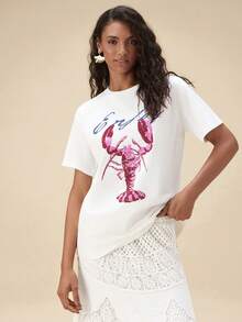 [Free 3-Day Delivery]T-Shirt Décontracté à Col Rond Et Manches Courtes Avec Imprimé Lettres - Style1 - View 7
