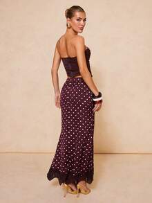 Lumalex 女士波点休闲百搭约会外出A字裙 - 咖啡棕 - 查看 3