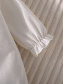 Newborn Simple White Long Sleeve Romper Set, Includes Blanket, Hat, Mittens, Multi-Piece Homeware - White - View 3