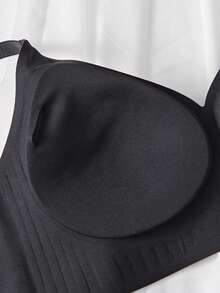 NudeFit 2件套无缝标签女士文胸和内裤套装 - 黑色 - 查看 4