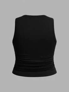 SHEIN EZwear 3件套休闲纯色及豹纹樱桃印花修身加大码吊带背心，夏季 - 彩色 - 查看 4