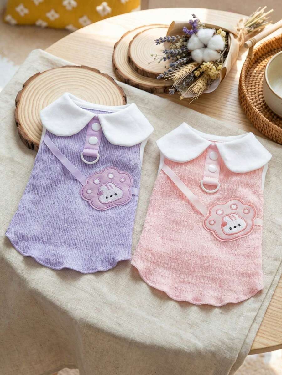 PETSIN 宠物服装、狗狗服装、猫咪连帽衫、休闲背心、春夏新品、小动物印花背心、酷炫休闲装、卡通连帽衫 - 彩色 - 查看 1