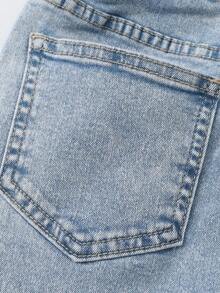 SHEIN Tween Mädchen Jeans 8J-12J mit floraler Stickerei Design Skinny Flare, Slim Fit Seitentaschen, Taillenbund mit Gummizug, weiches Denim Material, geeignet für Stadtbummel, Alltags-Mode, Outfits des Tages, Ausflüge, Partys, 2026 Neuankömmling Tween Mädchen elegante bestickte Flare Jeans - Helle Waschung - Übersicht 3