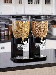 1 Peça Dispensador de Cereais de 2L com Duas Xícaras, Recipiente de Armazenamento de Alimentos Secos, Dispensador de Aveia, Nozes, Doces, Caixa de Armazenamento de Cereais para Escritório, Casa, Festa e Reunião - CAIXA - Visão 2