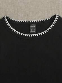 SHEIN EZwear 95%纯棉舒适百搭休闲复古刺绣三件套圆领吊带背心，适合外出、街头风、机场穿搭、搭配、旅行、时尚、音乐节等场合。 - 彩色 - 查看 5