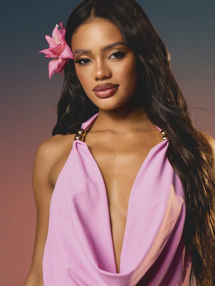 MISSGUIDED Women's Extreme Plunge Cowl Neck Halter Top And Micro Hot Pants Co Ord Set Summer Festival Outfit Two Piece Matching Set