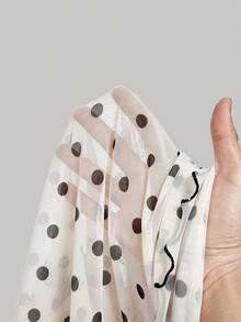 SHEIN MOD Petite Women's Polka Dot Twist Hem Casual Mini Dress, Suitable For Dates And Parties - Apricot - View 5