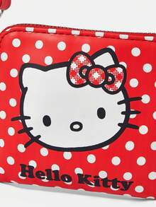 HELLO KITTY AND FRIENDS | SHEIN 1件女士时尚甜美可爱百搭街头复古红白波点图案印花铆钉小手提包/斜挎包，可作小挂包使用（链条长肩带可拆卸） - 紅色3 - 查看 5