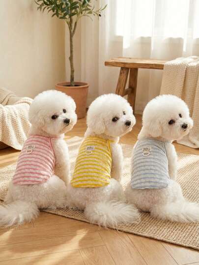 PETSIN Ropa de primavera para mascotas, suministros para animales, ropa para perros, camiseta de tirantes para perros, camiseta para gatos, atuendos para peluches, ropa casual y fresca para pequeños animales, camiseta de tirantes para perros, ropa para gatos, nueva camiseta de tirantes para la temporada de primavera y verano