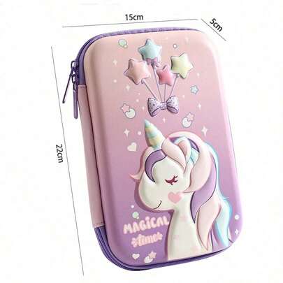 1pc Large Capacity Pencil Pouch 3D EVA School Supplies Box, New High School And Elementary School Girls' Colorful Pencil Box, Cartoon Pencil Box