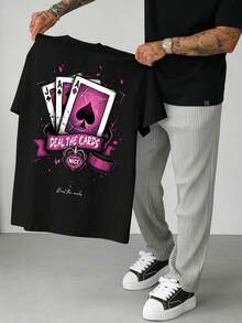 Manfinity Homme Men's Retro Street Poker Print T-Shirt - Black - View 4