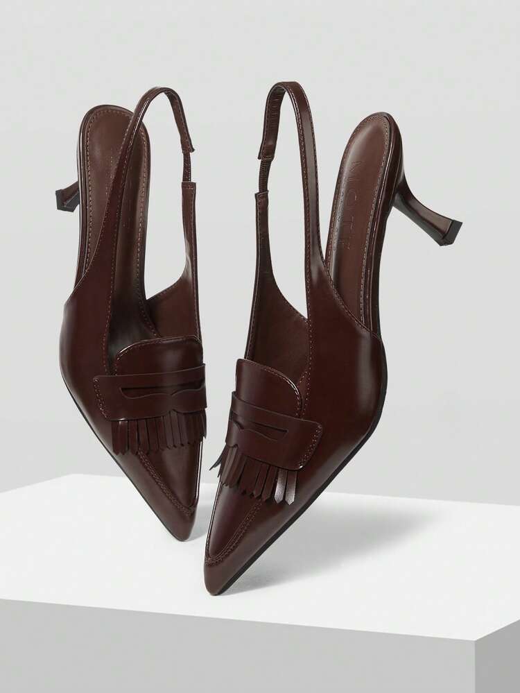 POINT TOE FRINGE DETAIL SLINGBACKS PUMPS SPRING SHOES