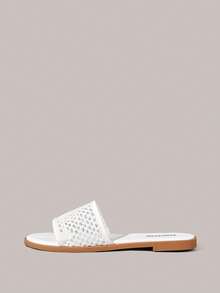 Styleloop Women's Bohemian Woven Raffia Open Toe Flat Sandals, Suitable For Casual, Vacation, Beach, Classic Commute, Boho, Retro American, Music Festival And Party Outfits Summer Shoes - White - View 3