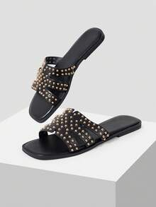 Mnmlis Rivet Inlaid Cool Slippers - Black - View 5