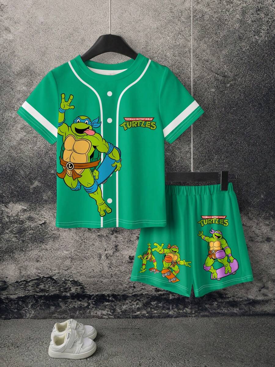 TEENAGE MUTANT NINJA TURTLES | SHEIN Bộ áo thun Young Boy MUTANT TURTLES X dành cho bé trai - trắng - Xem 1