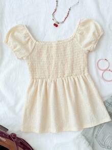 SHEIN 少女休闲简约舒适格子露背吊带衬衫娃娃衫甜心领上衣方领上衣夏季上衣女装时尚上衣13-14岁女孩衬衫儿童衬衫可爱女孩上衣女士夏季上衣 - 彩色 - 查看 2