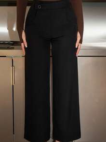 Bris Aura 压褶纽扣裤 - 黑色 - 查看 4