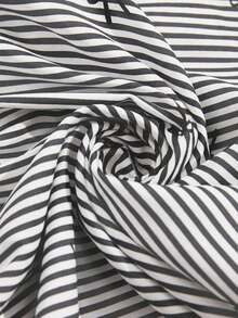 SHEIN 孕妇度假休闲条纹蝴蝶结印花衬衫 - 黑與白 - 查看 7