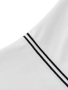 Franclia 女士白色露背吊带连衣裙，黑色滚边 - 黑與白 - 查看 3