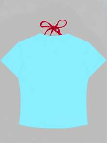 Glimmora Women's Regular Fit Bikini Print Round Neck Short Sleeve T-Shirt - Blue - View 2