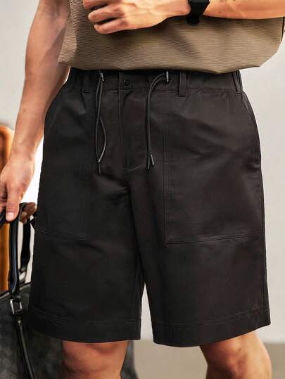 Airaco Men's Casual Solid Color Pocket Loose Versatile Shorts