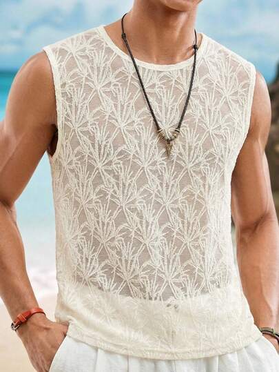 HIMLAND Men's Casual Solid Color Jacquard Tank Top ,Men's See Through Floral Lace Tank Top ,Boho Hippie Style Sleeveless Vest ,Summer Beach Party Sheer Shirt ,Gay Fashion Sexy Clubwear Tank ,Breathable Hollow Out Mesh Top ,Vintage Crochet Pattern Muscle Tee ,White Textured Holiday Vest ,Men's Sheer Mesh Tank Top ,Hollow Out Floral Lace Sleeveless Shirt ,Boho Lace Crochet Tank ,Hollow Out Sleeveless Shirt ,Men's Lace Tank Top ,Beach Vacation Outfit Men ,Festival Clothing Men