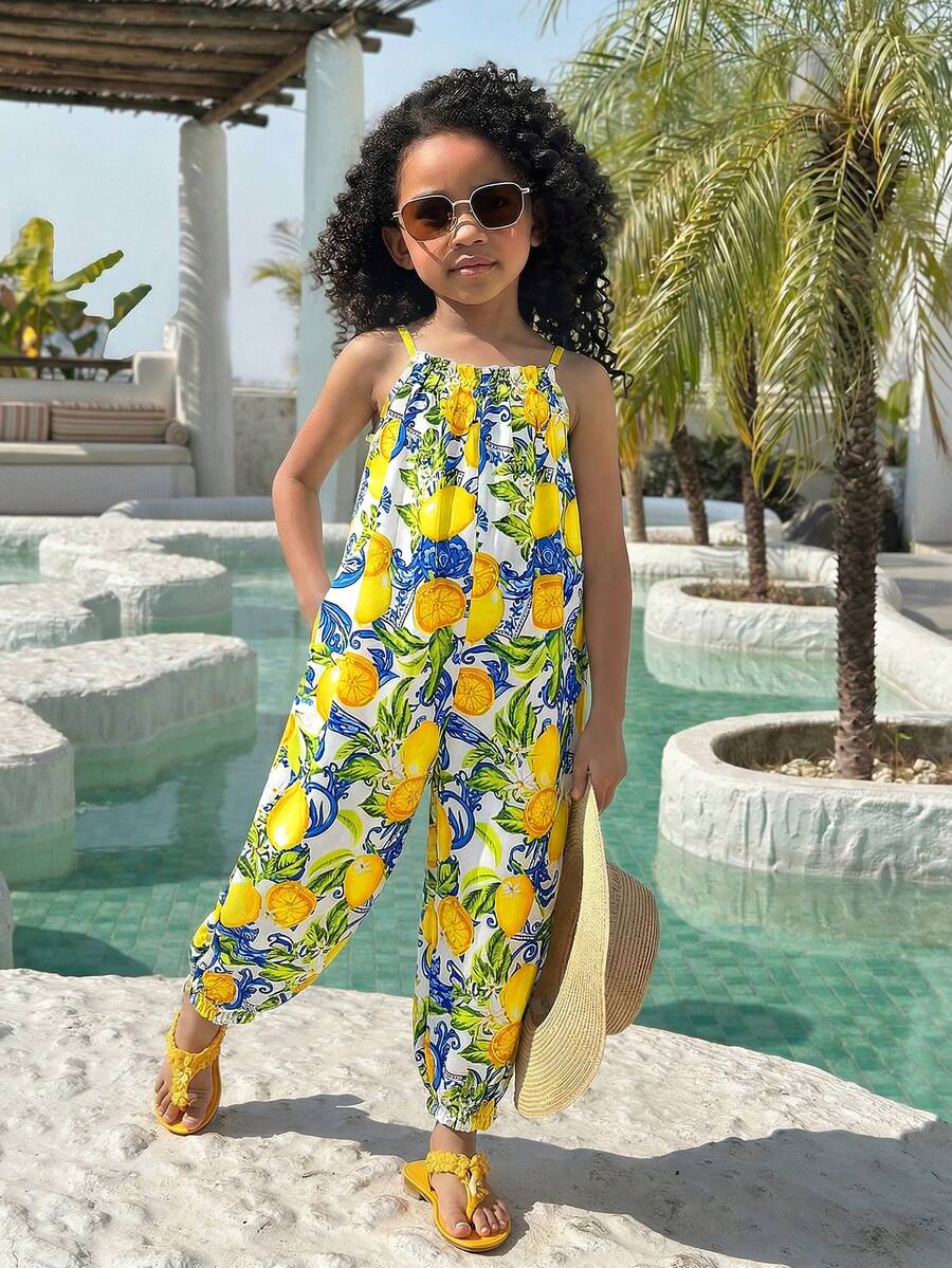 年轻女孩度假休闲雪纺碎花连体裤 - 彩色 - 查看 1