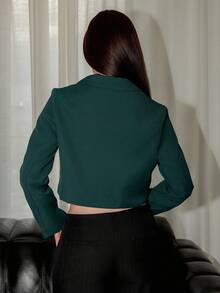 Bris Aura Women Short Casual Blazer Jacket, Workwear Top Fall Cloth For Women - Dark Green - View 2