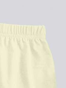 一套少女休闲运动风撞色条纹印花短袖T恤和短裤套装，可爱装扮，多巴胺粉色运动服，舒适夏季服装 - 彩色 - 查看 5