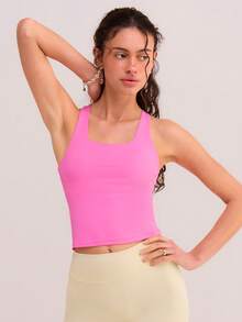 Athîral Áo tank top thể thao nữ kiểu dáng tối giản, màu trơn, lưng chữ Y, thích hợp cho mùa hè. - Hồng - Xem 6
