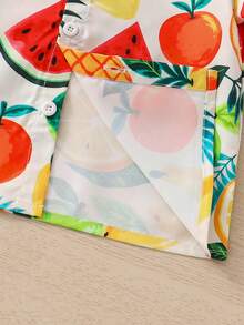 SHEIN Bộ áo sơ mi và quần short in hình trái cây phong cách thường ngày cho bé trai đi nghỉ mát. - Nhiều màu - Xem 6