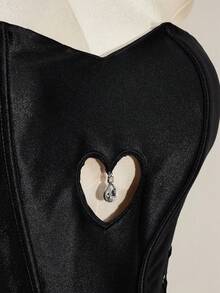 SHEIN ICON ملابس علوية حمراء برباط جانبي لعيد الحب للنساء بمقاس كبير - الأسود - مشاهدة 11