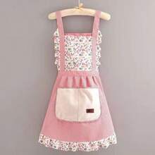 1. 条纹印花围裙，带肩带，防油防污公主裙 - 多色 - 查看 1