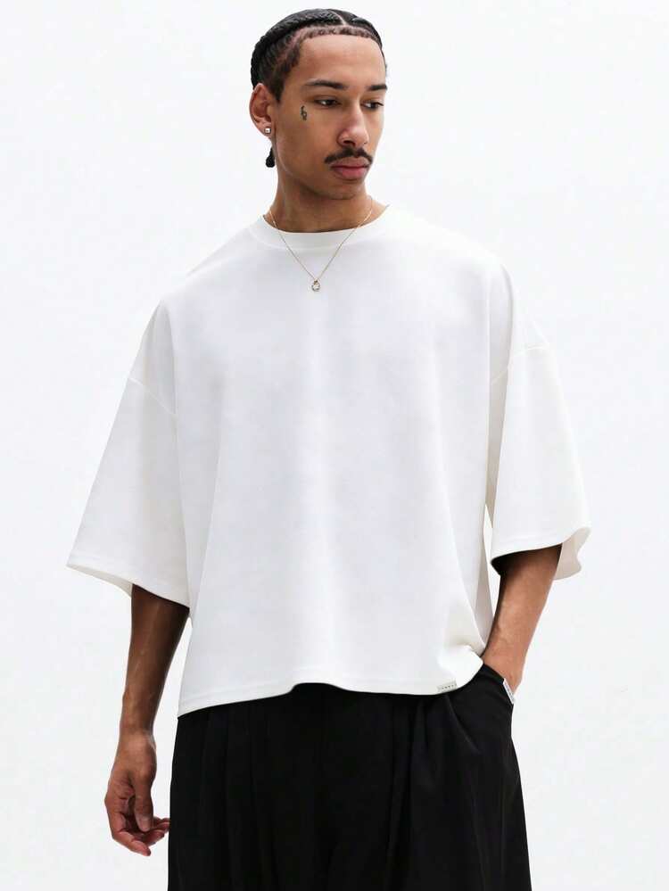 Men's Oversized Boxy Crew Neck Tee With Wide Short Sleeves Relaxed Fit Casual Everyday Essential Top,  Oversized T Shirt For Men, Over Size T Shirts, Boxy T Shirts