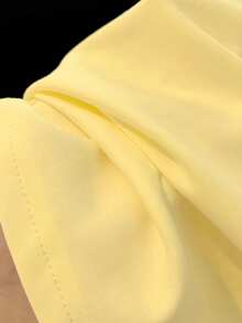 Resyla Plus Size Summer Casual Cute Cherry Embroidery Shorts Bussines Work Yellow - Black - View 4