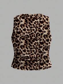 SHEIN EZwear 3件套休闲纯色及豹纹樱桃印花修身加大码吊带背心，夏季 - 彩色 - 查看 6