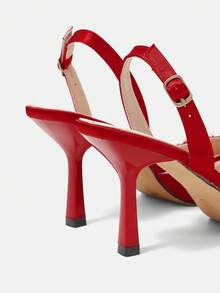 CUCCOO HITCHD Women's Pointed Toe High Heel Rhinestone Red Satin Comfortable Elegant Pumps, Suitable For Weddings, Parties, Formal Occasions - Bordeaux - View 5