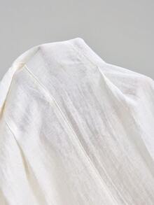 Ontre 2026SS New Women's Shirt, Fitted Silhouette, Embroidered Fabric, Dropped Shoulder, Long Sleeve, Small V-Neck, Modern Elegant Wedding Guest Outfit, Minimalist Romantic French Luxury Feel, Urban Chic Business Casual Office Wear, Low-Key Old Money Vibe, High-End Airport, Cruise Ship, Middle East Essential, High-Quality 4-Season Versatile Wedding Series Dress Puff Sleeve Blouse Sheer Blouse - White - View 7