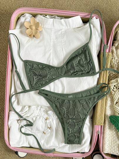 Swim Vcay Wiosenno-letni dzianinowy żakardowy top bez ramiączek i spodenki kąpielowe, damski komplet bikini na wakacje na plaży