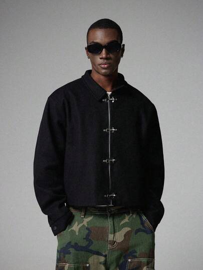 STYNVO Men's Casual Zip-Up Jacket With Metal Buckle