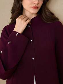 Al Najma Solid Color Elegant Slim Fit Abaya For Women, Autumn/Winter - Burgundy - View 7