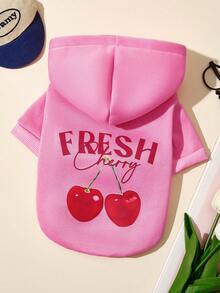PETSIN 1 Cherry Letter Printed Pet Pink Sports Style Thick Warm Spring And Autumn Pet Clothing Hoodie - Pink - View 1