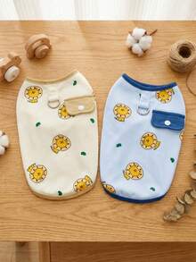 PETSIN 宠物服装、狗狗服装、猫咪连帽衫、休闲背心、春夏新品、小动物印花背心、酷炫休闲装、卡通连帽衫 - 彩色 - 查看 2