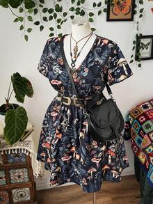 Sunspun Plus Size Women All-Over Print Fashionable Date Night Party Dress, Suitable For Summer - Black - View 6