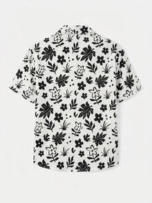 SWAVVY 男士时尚印花短袖衬衫，春夏款 - 白色 - 查看 5